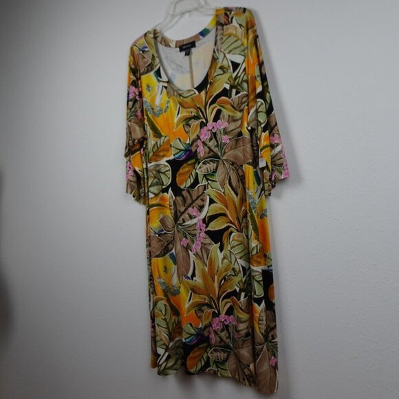 Karen Kane Floral Print Dress Women's Plus Size 3X Multicolor A-Line 3/4 Sleeve - Picture 3 of 9